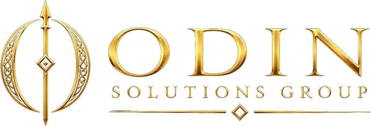 Odin Solutions Group — gold spear emblem and wordmark